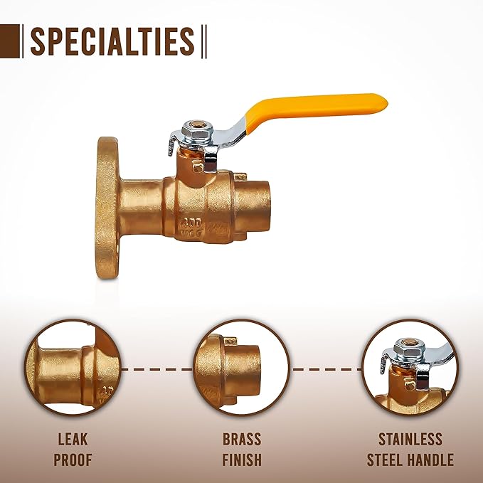 3/4" Full Port Ball Valve with Flange - Brass Ball Valve with Flange - Full Port Ball Valve - SWT