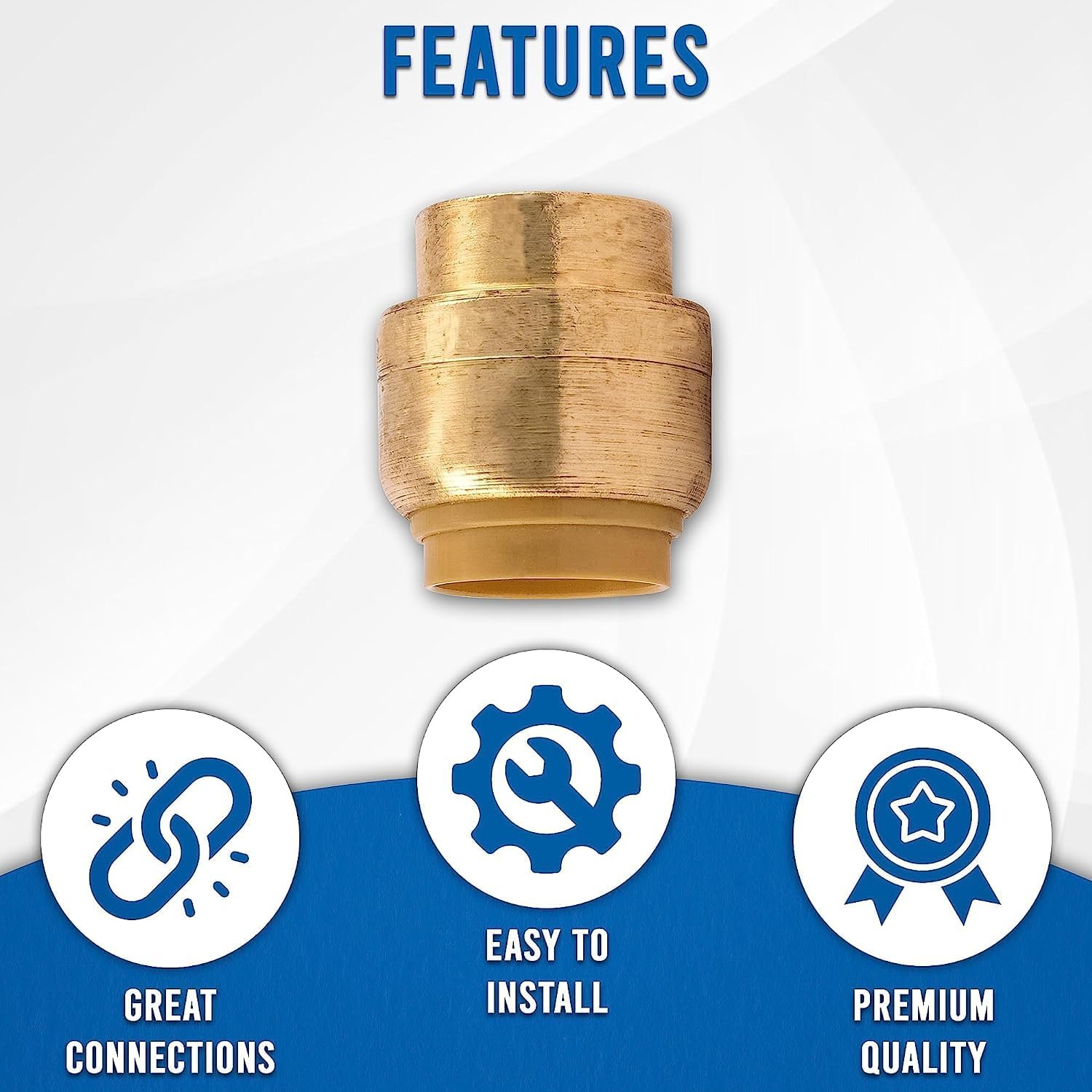 1/2" - 3/4" - Push Fit End Cap, Brass Push-to-Connect Plumbing Fitting, Stop End