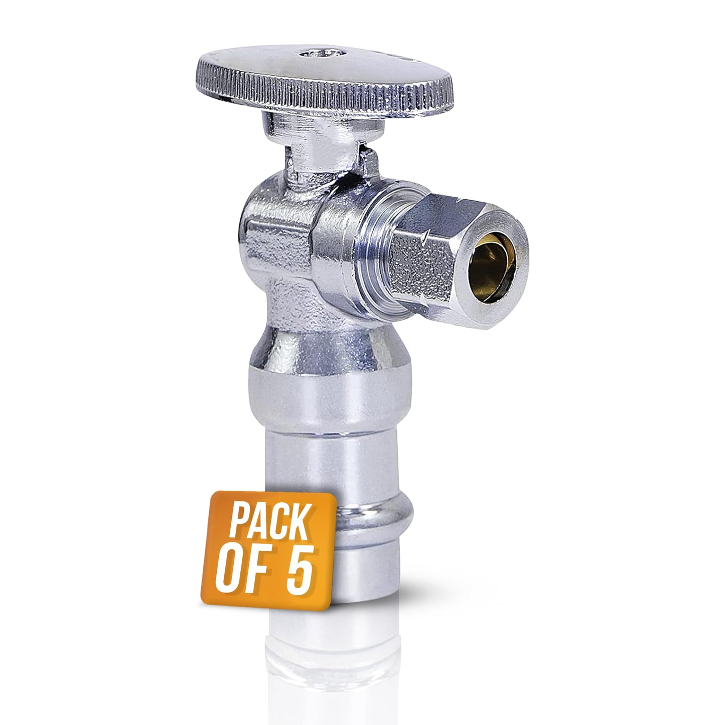 Press-fit valve | 1/2" abs x 3/8" OD | Water shutoff slide valve | Turn Press Angle Stop Valve | WC water shutoff valve | Water inlet valve for on and off - Pack of 5