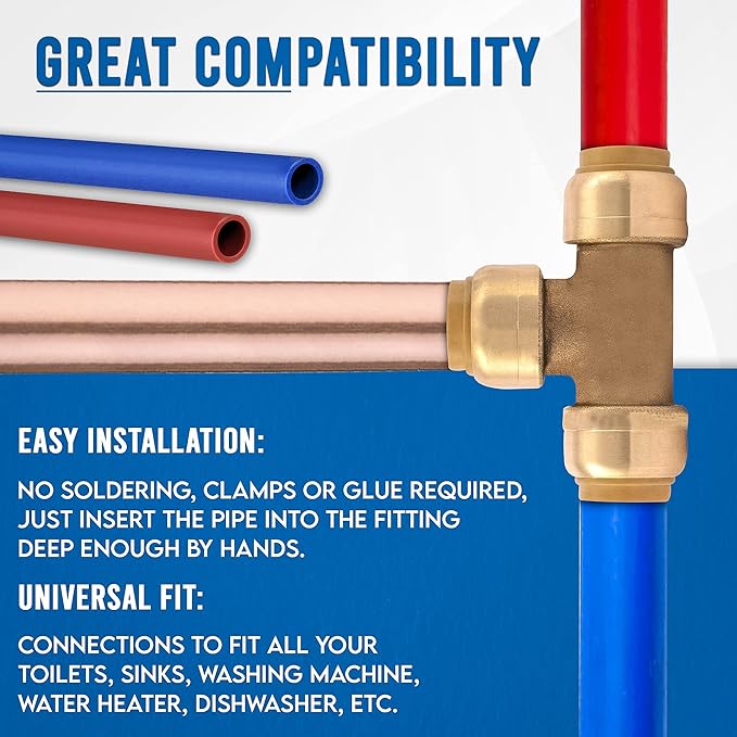 1/2" - 3/4" - Push Fit Plumbing Tee