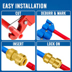 1/2" x 1/2" - 3/4" x 3/4" Pushfit Straight Coupling, PEX Brass Push-fit Coupling, Straight Coupling Push-Fit Fitting to Connect Pex, Push-to-Connect Plumbing Fittings for PEX, Copper, CPVC
