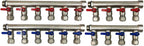 2 - 12 Loops Ball Valve Brass Pex Manifold 1" trunk for 1/2" Pex Tubing w/brackets
