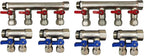 2 - 12 Loops Ball Valve Brass Pex Manifold 1" trunk for 1/2" Pex Tubing w/brackets