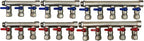 2 - 12 Loops Ball Valve Brass Pex Manifold 1" trunk for 1/2" Pex Tubing w/brackets