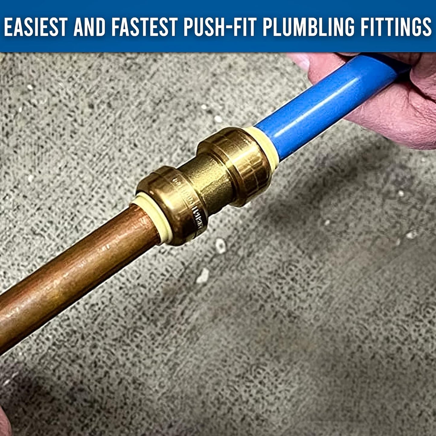 1/2" x 1/2" - 3/4" x 3/4" Pushfit Straight Coupling, PEX Brass Push-fit Coupling, Straight Coupling Push-Fit Fitting to Connect Pex, Push-to-Connect Plumbing Fittings for PEX, Copper, CPVC