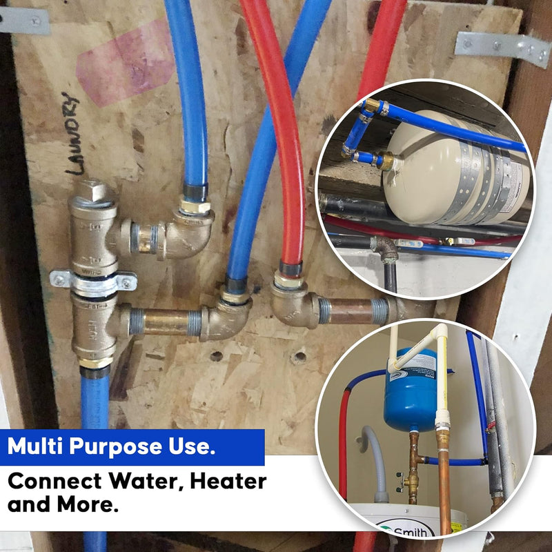 PEX B Tubing -2 Rolls of PEX Tubing - 1/2" X 50 ft - 100 ft Blue and Red Pipe - Non-Barrier Radiant Heating Plumbing - For Cold and Hot Water (Type B)