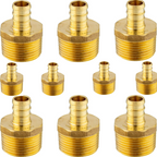 Pex 1/2" x 1/2" NPT Male Adapter Brass Crimp Fitting (Pack of 10)