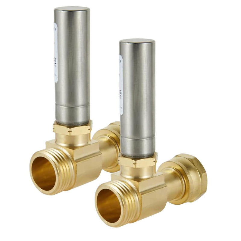 Stainless Steel Washing Machine Water Hammer Arrestor For Washing Machine 3/4 inch FHT x 3/4 Inch MHT Straight Water Hammer Arrestor (Pack of 2)